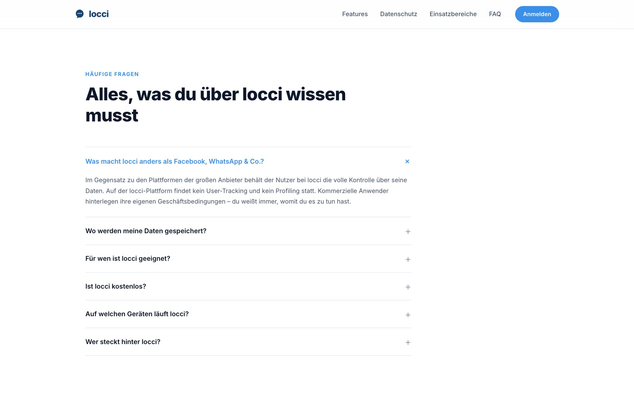 locci — weitere Sektion